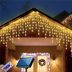 LED Icicle Lights 3/5M 256LED Fairy String Light Outdoor Solar Power Curtain Lights for Window Christmas Party Garden Yard Holiday Decor Lighting With Remote Controller Lightinthebox
