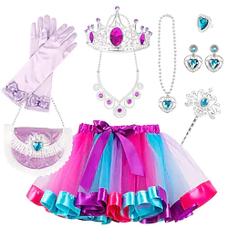 Fairytale Princess Unicorn Flower Girl Dress Tulle Dresses Tutus Girls' Movie Cosplay Cosplay Halloween Rosy Pink Fuchsia Green Skirts Gloves Bags and Purses Halloween Carnival Masquerade Polyester Lightinthebox