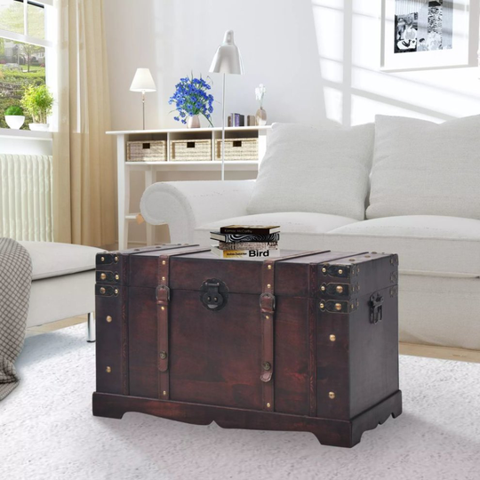 vidaXL Vintage Treasure Chest Wood 66x38x40cm Brown Storage Cabinet Box Trunk
