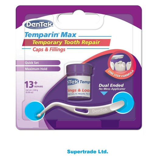 Dentek Temparin Max Repair Caps & Fillings 13+ Repairs With Dual End 2.64g X 3