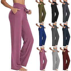 Women's Wide Leg Pants Yoga Pilates Style Drawstring High Waist Dance Cropped Pants Bottoms Rust Red Black Army Green Sports Activewear Micro-elastic Loose / Athletic / Casual / Athleisure Lightinthebox
