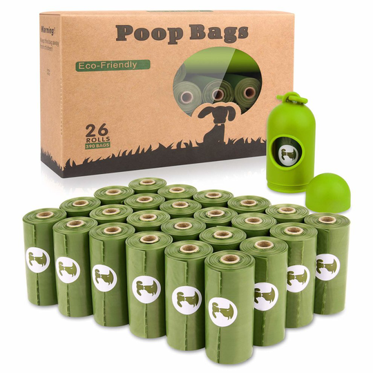 Yingdelai Dog Waste Bags 26 Rolls(390 Count)+1 Dispenser, Leak-Proof Dog Poop Bags