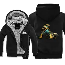Inspired by MONSTER HUNTER Thunder Wolf Dragon Hoodie Anime Outerwear Anime Graphic Outerwear For Men's Women's Unisex Adults' Hot Stamping 100% Polyester Casual Daily Lightinthebox