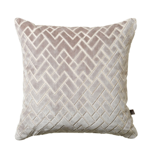 (Grey, 50 x 50 Cm) Scatter Box Fracture Cut Velvet Feather Filled Cushion