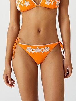 Accessorize Embroidered Bikini Bottoms - Orange