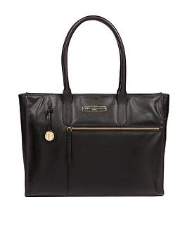 Pure Luxuries London Buckingham Leather Zip Top Tote Bag - Black