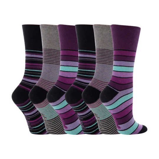 (4-8 UK, GG10) 6 Pairs Ladies Gentle Grip Non Elastic Socks 4-8 UK