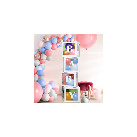 Baby Shower Party Decoration Set - Deluxe 60 Piece Balloon Box Kit - Baby Girl and Baby Boy Gender Reveal Back