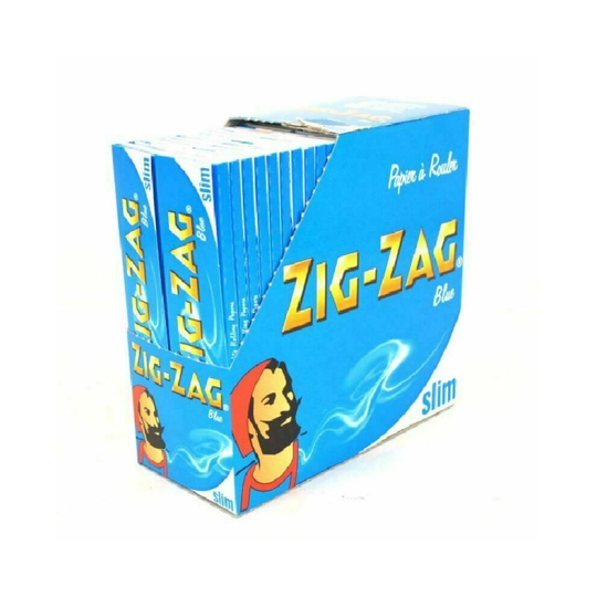 (25 Booklets (Half Box)) ZIG ZAG KING SIZE BLUE SMOKING CIGARETTE ROLLING PAPERS GENUINE