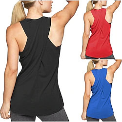 Women's Yoga Top Cross Back Fashion Black Green Cotton Fitness Gym Workout Running Tee Tshirt Tank Top Sleeveless Sport Activewear Breathable Quick Dry Moisture Wicking Stretchy Slim / Lightweight Lightinthebox