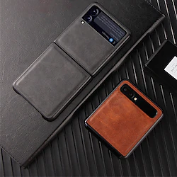 Phone Case For Samsung Galaxy Z Flip 3 Full Body Protective Dustproof Shockproof Solid Colored PU Leather Lightinthebox