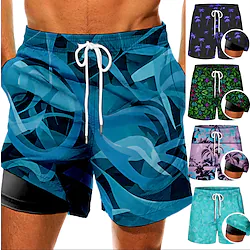 Men's Swim Trunks Swim Shorts Quick Dry Board Shorts Bathing Suit with Pockets Compression Liner Drawstring Swimming Surfing Beach Water Sports Printed Summer Lightinthebox