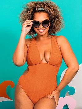 Curvy Kate Holiday Crush Non Wired Plunge Swimsuit Rust