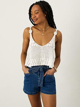 Monsoon Crochet Cami Top - White