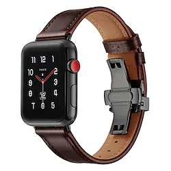Genuine Leather Watch Band for Apple Watch Series 8 7 6 5 4 3 2 1 SE Leather Loop Business Band Butterfly Clasp Solid Color iWatch 38/40/41mm 42/44/45/49mm Replacement Wrist Strap Lightinthebox