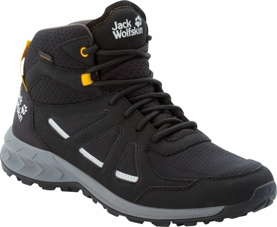 Jack Wolfskin Mens Outdoor Shoes Woodland 2 Texapore Mid Black/Burly Yellow XT 45