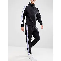 Men's Tracksuit Sweatsuit Patchwork 2 Piece Casual Winter Long Sleeve Breathable Sweat wicking Fitness Gym Workout Running Sportswear Activewear Solid Colored Black Dark Blue Red Lightinthebox