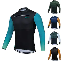Men's Cycling Jersey Long Sleeve Bike Jersey Top with 3 Rear Pockets Mountain Bike MTB Road Bike Cycling Breathable Quick Dry Moisture Wicking Reflective Strips Black Green Yellow Color Block Spandex Lightinthebox