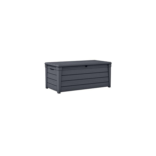 Keter Brightwood 120 Gallon Outdoor Garden Patio Storage Furniture Deck Box, Anthracite