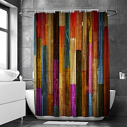 Shower Curtain with Hooks for Bathroom,Colorful Painted Wood Shower Curtain Plank Rustic Farmhouse Wooden Vintage Barn Door Bathroom Decor Set Polyester Waterproof 12 Pack Plastic Hooks Lightinthebox
