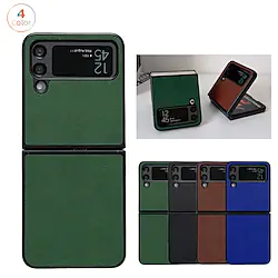 Phone Case For Samsung Galaxy Flip Z Flip 4 Z Flip 3 Flip Full Body Protective Dustproof Solid Colored PU Leather Lightinthebox