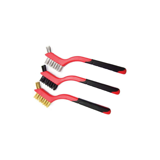 3pc Small Wire Hand Brush Set Nylon Brass Steel Brushes Paint Rust Remover
