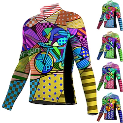 21Grams Men's Cycling Jersey Long Sleeve Bike Jersey Top with 3 Rear Pockets Mountain Bike MTB Road Bike Cycling Breathable Quick Dry Moisture Wicking Reflective Strips Green Purple Yellow Ugly Lightinthebox