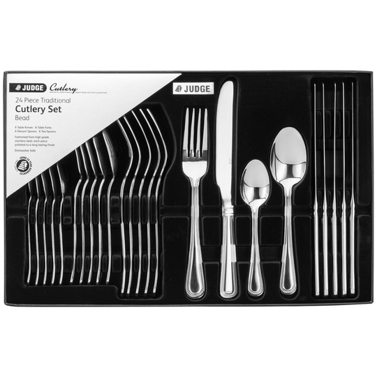 Judge 24 Piece Beaded Cutlery Set 18/10 Stainless Steel Boxed 25 Year Guarantee