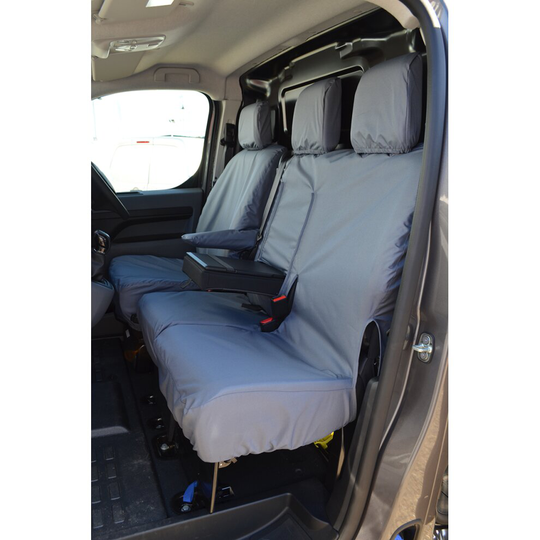 (Front 3 (With Worktray), Grey) TURTLE COVERS Citroen Dispatch 2016+ Seat Covers