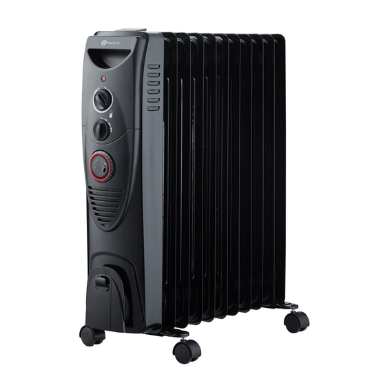 PureMate 2500W Oil Filled Radiator - 11 Fin Portable Electric Heater - Black