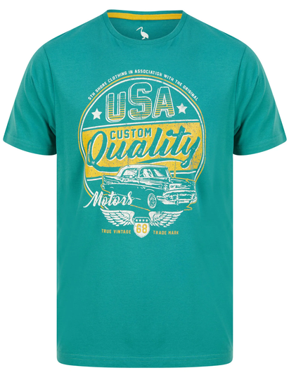 T-Shirts Custom Quality Motif Cotton Jersey T-Shirt in River Green - South Shore / S - Tokyo Laundry