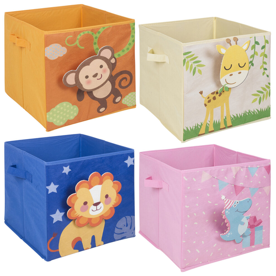 (3D Animal) 4Pcs Non Woven Kids Insect/Animal Collapsible Storage Boxes