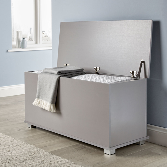 Malmo Grey Ottoman Storage Chest - 100 x 40cm | Large Toy & Blanket Box