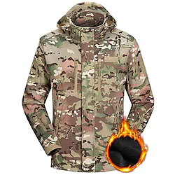 Men's Hiking Softshell Jacket Ski Jacket Waterproof Hiking Jacket Fleece Winter Outdoor Thermal Warm Fleece Lining Waterproof Windproof Outerwear Trench Coat Top Hunting Ski / Snowboard Fishing Black Lightinthebox