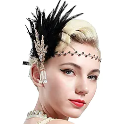 Charleston Vintage Roaring 20s 1920s The Great Gatsby All Seasons Flapper Headband Women's Adults' Feather Costume Vintage Cosplay Party / Evening Masquerade Cocktail Party Headpiece Christmas Lightinthebox