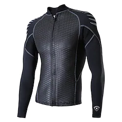 Men's Wetsuit Top Wetsuit Jacket 2mm CR Neoprene Top Thermal Warm UPF50 Quick Dry High Elasticity Long Sleeve Front Zip - Swimming Diving Surfing Snorkeling Solid Colored Autumn / Fall Spring Summer Lightinthebox