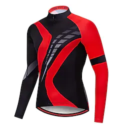 21Grams Men's Cycling Jersey Long Sleeve Bike Top with 3 Rear Pockets Mountain Bike MTB Road Bike Cycling Breathable Quick Dry Moisture Wicking Reflective Strips Red Polyester Spandex Sports Clothing Lightinthebox