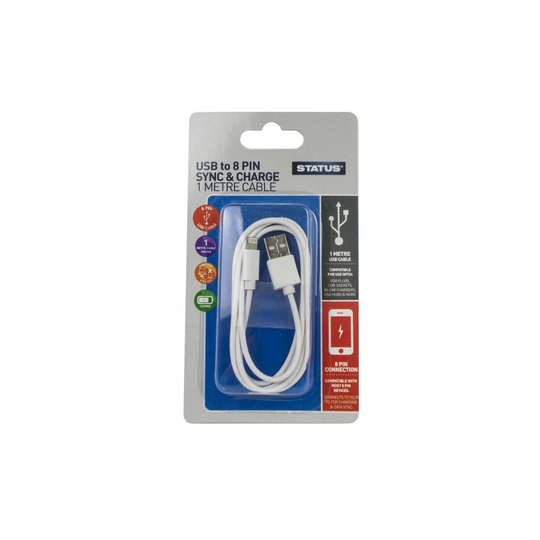 STATUS USB to 8 Pin Sync & Charge Cable [SPCLIGHTNCW1PK6]