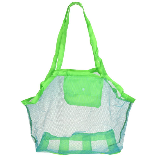 Sand Away Beach Shoulder Mesh Bag Tote Portable Folding Kids Toys Storage Net