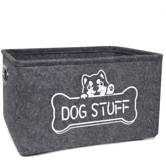 Dog Toy Box Dog Toy Storage Bin with Metal Handles Collapsible Pet Supplies Storage Basket