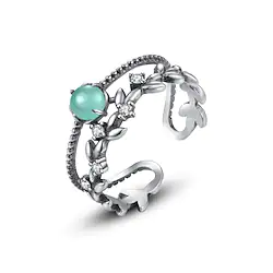 Open Ring Party Vintage Style Silver S925 Sterling Silver Leaf Vintage Simple 1PC Crystal Lightinthebox
