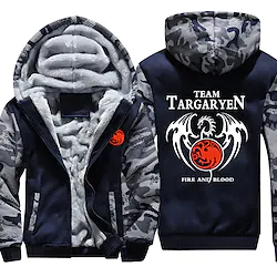 Inspired by Game of Thrones Targaryen Hoodie Anime Outerwear Anime Graphic Outerwear For Men's Women's Unisex Adults' Hot Stamping 100% Polyester Casual Daily Lightinthebox