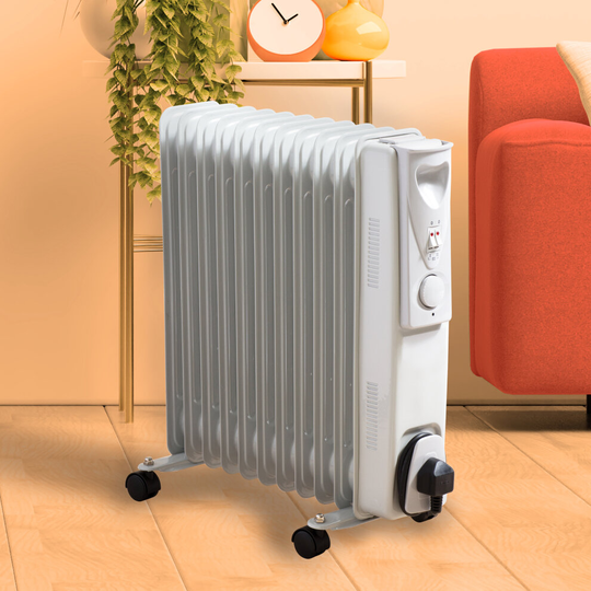 Daewoo Oil Filled Radiator 11-Fin 2500W For Large Rooms Portable With Thermostat