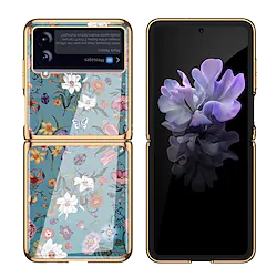 Phone Case For Samsung Galaxy Z Flip 4/3 Shockproof Ultra-thin Lens Protector Tempered Glass Backplane Electroplated Frame PC Back Cover Graphic Flower Lightinthebox