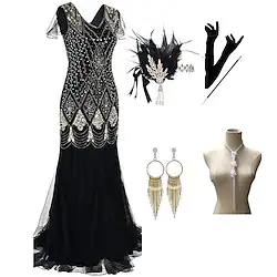 The Great Gatsby Plus Size Roaring 20s 1920s Cocktail Dress Vintage Dress Flapper Dress Outfits Masquerade Prom Dress Prom Dresses Women's Adults' Tassel Fringe Costume Vintage Cosplay Wedding Party Lightinthebox