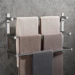 Wall Mounted Towel Rack,Stainless Steel 3-TierTowel Bar Storage Shelf for Bathroom 30cm~70cm Towel Holder Towel Rail Towel Hanger(Black/Chrome/Brushed Golden/Brushed Nickel) Lightinthebox