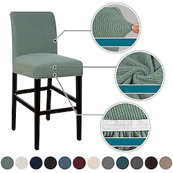 Stretch Bar Stool Cover Counter Stool Pub Chair Slipcover Black for Dining Room Cafe Barstool Slipcover Removable Furniture Chair Seat Cover Jacquard Fabric with Elastic Bottom Lightinthebox
