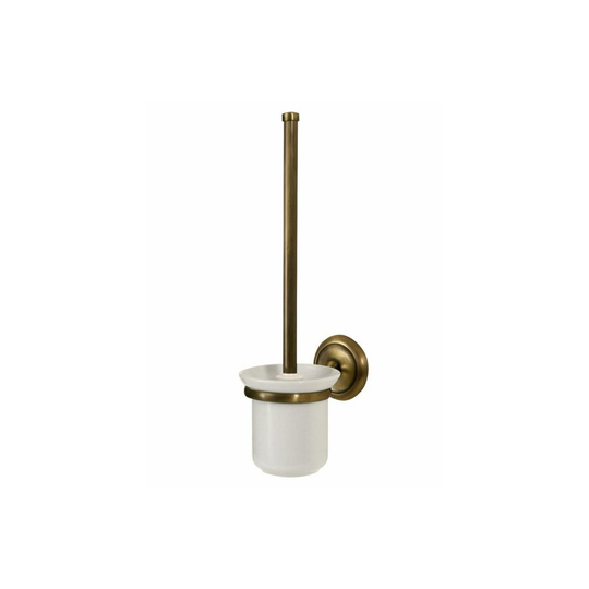 Retro Bathroom Antique Brass Wall Mounted Ceramics Cup + Toilet Cleaning Brush