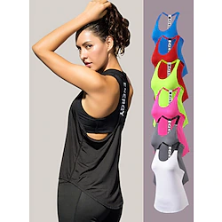 Women's Workout Tank Top Running Tank Top Hollow Out Halter Sleeveless Base Layer Athletic Quick Dry Breathability Fitness Gym Workout Exercise Fitness Sportswear Activewear Solid Colored Neon Lightinthebox