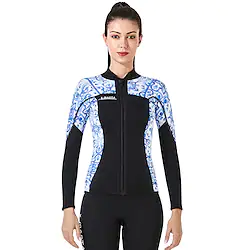 DiveSail Women's Wetsuit Jacket 3mm SCR Neoprene Top Thermal Warm Anatomic Design Quick Dry High Elasticity Long Sleeve Back Zip - Swimming Diving Surfing Patchwork Autumn / Fall Winter Spring Lightinthebox